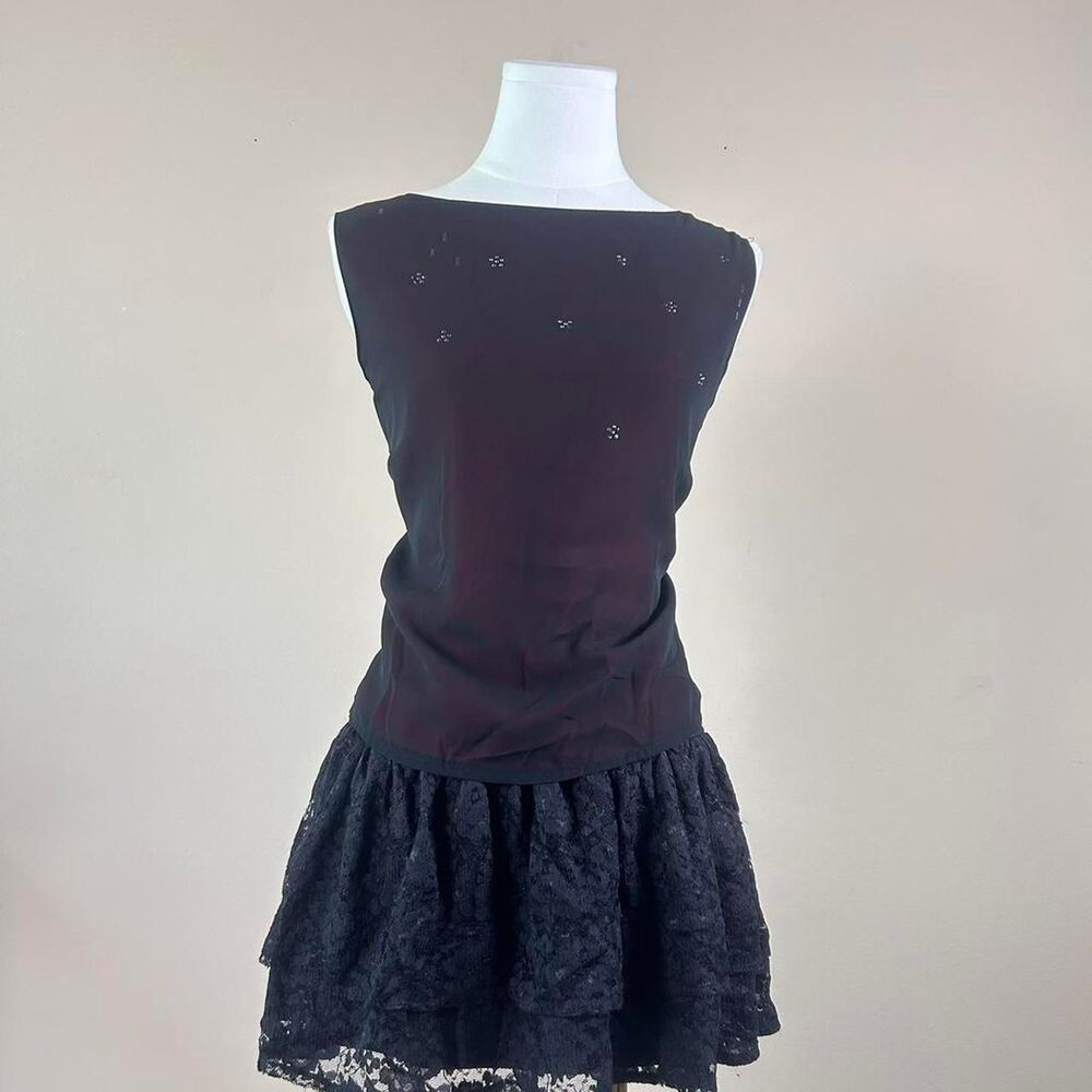 Impressions Emo Dark Fairy Vampy Whimsigoth Black and Red Beaded Top